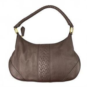 Wilson's Leather Chocolate Brown Handbag Hobo Style with Braided Handle